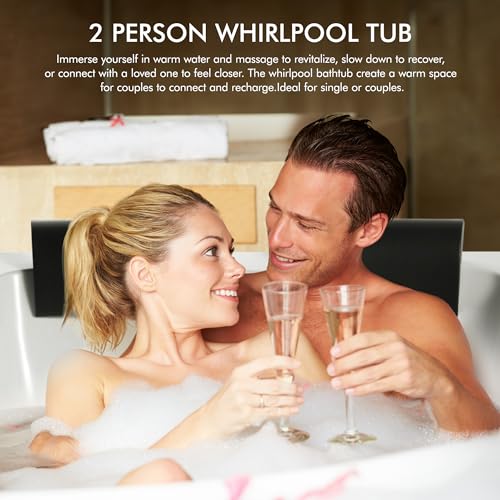 Empava Whirlpool Bathtub 71 Inch,2 Person Whirlpool Tubs With 16 Jets,Jetted Bathtub,Acrylic SPA Bath Tub,Hydro Massage Bathtub With Right Drain,3-Side Apron,White