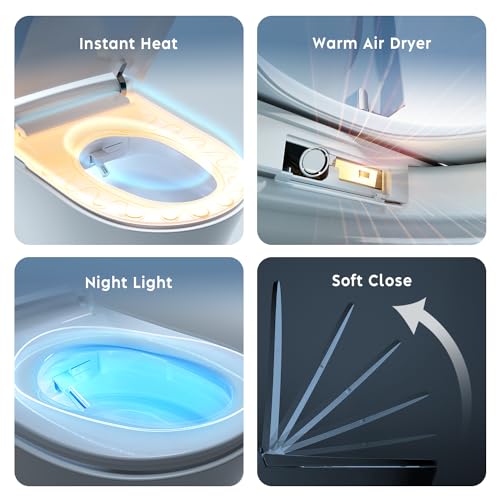 ComfyBidet Elongated Bidet Seat with Wireless Remote, Endless Warm Water and Air Dryer, Multiple Wash Modes, Deodorizer, Adjustable Self-Cleaning Nozzles, LED Light, Soft Close Lid (White)