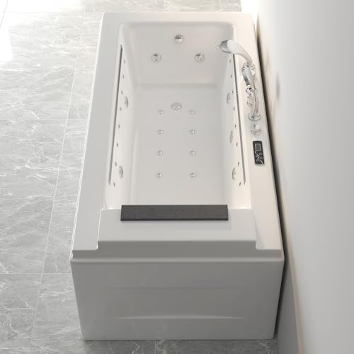 ADOWORE Whirlpool Bathtub, 67" Jetted Tub with Light, Hydro Massage Bathtub with Waterfall, SPA Bathtub with LED Control Panel & Chromatherapy, Whirlpool Tub with Pillow