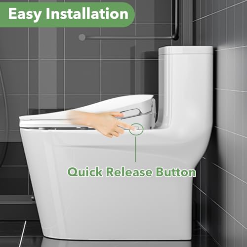 Inus R31 Electric Heated Bidet Toilet Seat Elongated, Warm Water, Smart Heated Water Luxury Bidet Toilet Seat with Remote Control, Night Light, Self-Cleaning Nozzle, Tankless & Temperature Control