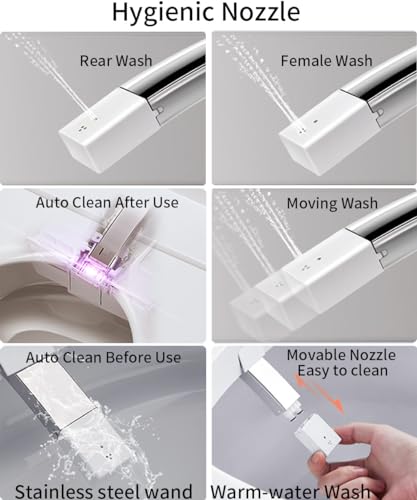 EPLO Smart Toilet Heated Seat,Off-seat Auto Flush,Foot Kick Flush,Blackout can Flush,Warm Wash,One piece Toilet with Bidet built in,Night Light,LED Display,Modern Elongated Toilets for Bathrooms
