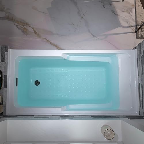 WOODBRIDGE 60" Acrylic Rectangular Alcove Soaking Bathtub in White with Right Drain, Matte Black Pop-Up Drain Included BA6030R