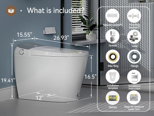 Uncle Brown Luxury Smart Bidet Toilet with Auto Open/Close Lid, Heated Toilet Seat, Instant Warm Water and Dryer, Smart Toilet with Night Light, Digital Display