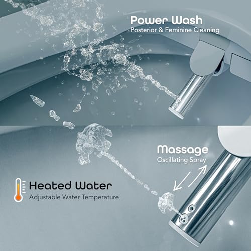BidetMate 3500 Series Electric Bidet Heated Smart Toilet Seat with Automatic Opening and Closing Lid & Seat, Unlimited Heated Water, Remote, Warm Air Dryer, and Self-Cleaning - Fits Elongated Toilets