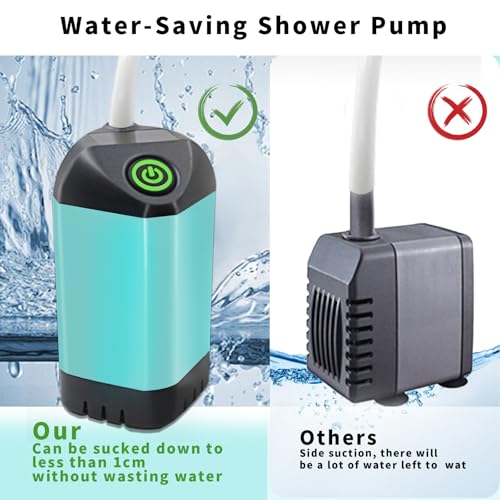 Didumoine Portable Shower, Camping Shower Rechargeable Electric Shower Pump with USB-C & Smart Digital Display, Multifunctional Handheld Shower Head for Rinsing, Hiking, Rving, Beach Vacations (Blue)