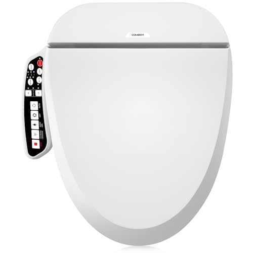 Combier CMA102 Bidet Toilet Seat, Elongated Smart Unlimited Warm Water, Vortex Wash, Electronic Heated, Warm Air Dryer, Rear and Front Wash, LED Light, Need Electricity(Elongated)