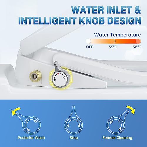 Electric Bidet Smart Toilet Seats with Istant Warm Water, Air Dryer, Nightlight, Remote Control, ELONGATED and Cotton White
