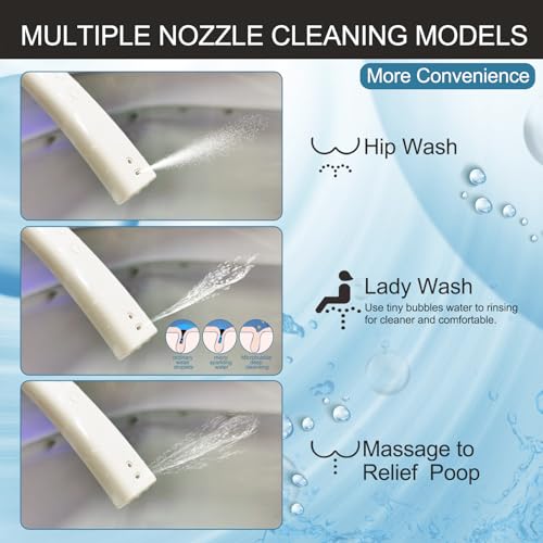 Electric Heated Bidet Toilet Seat, Auto Open & Close Lid, Thermostatic Warm Water Bidet with Dryer, Heated Bidet Seat Elongated, Bubble Wash, Massage, Kids Model, Remote Control, Night Light, White