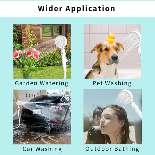 Didumoine Portable Shower, Camping Shower Rechargeable Electric Shower Pump with USB-C & Smart Digital Display, Multifunctional Handheld Shower Head for Rinsing, Hiking, Rving, Beach Vacations (Blue)