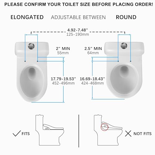 Electric Bidet Toilet Seat with Wireless Remote - Elongated Heated Bidet Toilet Seat - Bidet Warm Water with Dryer - Luxury Bidet Toilet Seat with Soft-Closing - LED Nightlight - Self-Clean Nozzle