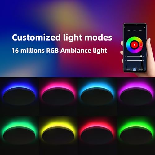HOREVO LED Smart Ceiling Light, 28W Flush Mount Ceiling Light Compatible with Alexa Google Home, Back RGB Color Changing Ceiling Light, Dimmable Ceiling Light for Bedroom, Kitchen, Living Room