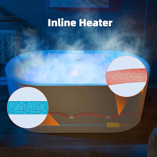 WOODBRIDGE 59" x 31-1/2" Whirlpool Water Jetted and Air Bubble Freestanding Heated Soaking Combination Bathtub with LED control panel,BJ-100