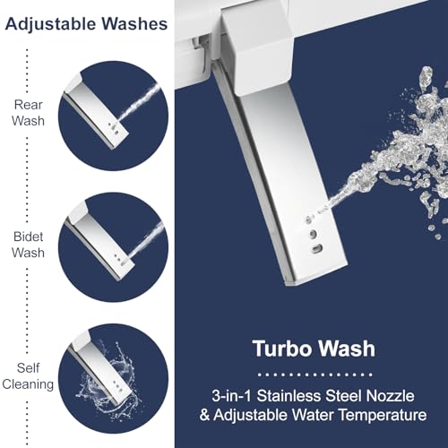 ZMJH ZMA210S Electronic Smart Bidet Toilet Seat,Self Cleaning Hydroflush,Hybrid Heating,Heated Dryer,Nightlight,Vortex Wash, remote control,White (Elongated ZMA210S)