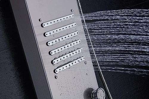 ELLO&ALLO LED Rainfall Waterfall Shower Head Rain Massage System with Body Jets, Stainless Steel Bathroom Shower Panel Tower System, Brushed Nickel