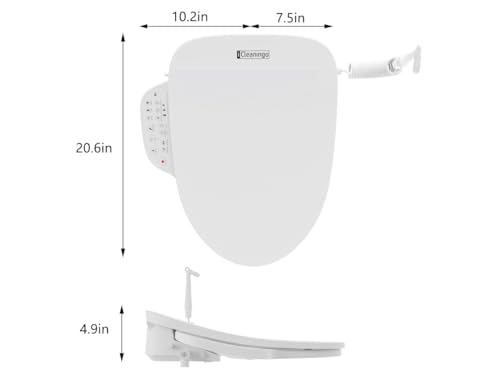iCleaningo DC01 Bidet Attachment For Toilet Warm Water,iCleaningo Bidet Toilet Seat With Auto Open/Close Lid,Heated Bidet Seat,Air Dryer,Instant Warm Water,Vortex Sprayer, Auto Nightlight,Elongated