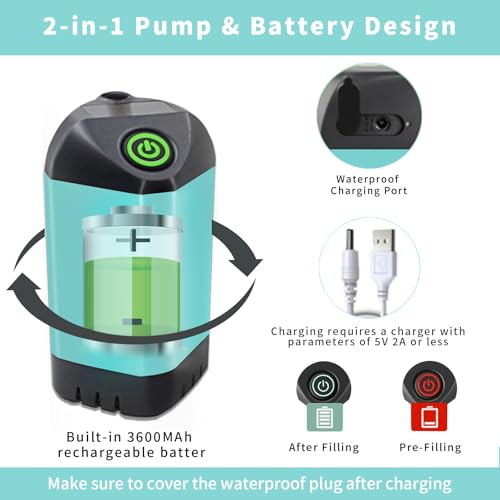 Didumoine Portable Shower, Camping Shower Rechargeable Electric Shower Pump with USB-C & Smart Digital Display, Multifunctional Handheld Shower Head for Rinsing, Hiking, Rving, Beach Vacations (Blue)