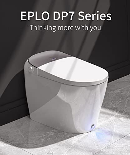 EPLO Smart Toilet Heated Seat,Off-seat Auto Flush,Foot Kick Flush,Blackout can Flush,Warm Wash,One piece Toilet with Bidet built in,Night Light,LED Display,Modern Elongated Toilets for Bathrooms