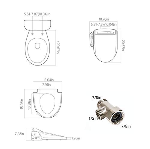 Empava Electric Smart Bidet Seats for Elongated Toilets Heated Toilet Seat with Warm Air Dryer and Temperature Controlled Wash Functions in White Model 2021