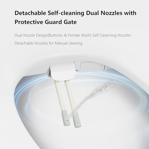 UYXMTPY Elongated Electronic Bidet Toilet Seat with Wireless Remote Control,Heated Toilet Seats Smart Bidet, Warm Air Dryer,Temperature Controlled Wash and Soft-close Functions (TE001-116)
