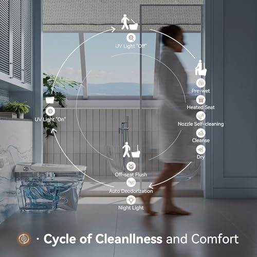 Uncle Brown Smart Toilet with Bidet Built-in,Bidet toilet with Instant Warm Water Wash and Elongated Heated Toilet Seat, Smart Toilets for Bathrooms with Auto Flush,Night Light,Digital Display,Remote