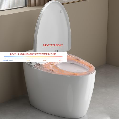 Smart Bidet Toilet with Heated Seat, Modern One Piece Tankless Toilet with Auto Flush, Foot Sensor Flush, Power Outage Flush, IPX4 Waterproof, LED Nightlight, Soft Close.