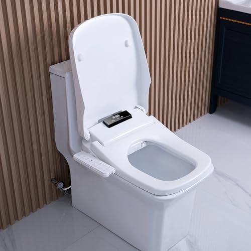 WLJBIDET Smart Bidet Square Toilet Seat for Rectangle Toilets,Electric Bidet Toilet Seat,Rectangular Heated Toilet Seat with Bidet,Adjustable Air Dryer and Warm Water, Front and Rear Oscillating Wash