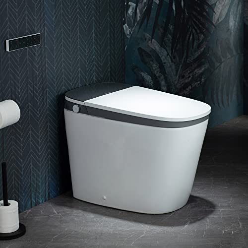 WOODBRIDGE Smart Bidet Toilet,1.28 GPF Dual Flush, Auto Open & Close, Auto Flush, Foot Sensor, 1000 Gram MaP Flushing Score, Heated Seat, ADA Chair Height Design and Cleaning Foam Dispenser