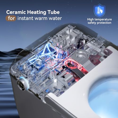Uncle Brown Smart Toilet with Bidet Built-in,Bidet toilet with Instant Warm Water Wash and Elongated Heated Toilet Seat, Smart Toilets for Bathrooms with Auto Flush,Night Light,Digital Display,Remote