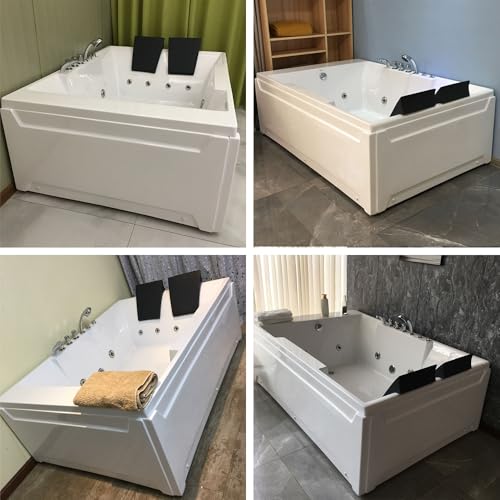 Empava 2 Person Whirlpool Bathtub 72 inch Light Jets Tub, White