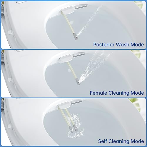 Electric Bidet Smart Toilet Seats with Istant Warm Water, Air Dryer, Nightlight, Remote Control, ELONGATED and Cotton White