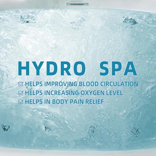 WOODBRIDGE 59" x 31-1/2" Whirlpool Water Jetted and Air Bubble Freestanding Heated Soaking Combination Bathtub with LED control panel,BJ-100