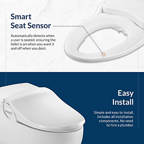 Bio Bidet Slim Two Electric Bidet Toilet Seat Round, Warm Water, Heated Seat, Night Light, Front and Rear Wash, Wireless Remote Control, White