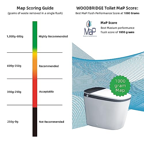 WOODBRIDGE Smart Bidet Toilet,1.28 GPF Dual Flush, Auto Open & Close, Auto Flush, Foot Sensor, 1000 Gram MaP Flushing Score, Heated Seat, ADA Chair Height Design and Cleaning Foam Dispenser