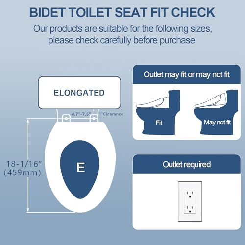 Combier CMA102 Bidet Toilet Seat, Elongated Smart Unlimited Warm Water, Vortex Wash, Electronic Heated, Warm Air Dryer, Rear and Front Wash, LED Light, Need Electricity(Elongated)