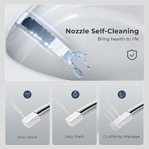 VANCOCO Smart Toilet with Bidet Built In, 1.27 GPF Automatic Flush Bidet Toilet with Auto Open/Close, Elongated Japanese Toilets for Bathroom with Night Light, Warm Water, Heated Seat, Remote Control