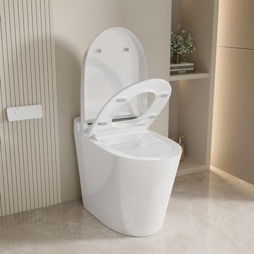 ELLAI Smart Toilet ADA Height Tankless Elongated Bidet Toilet with Auto Flush, One Piece Toilet with Bidet Build in Heated Seat and Multi-Function Remote Control in White