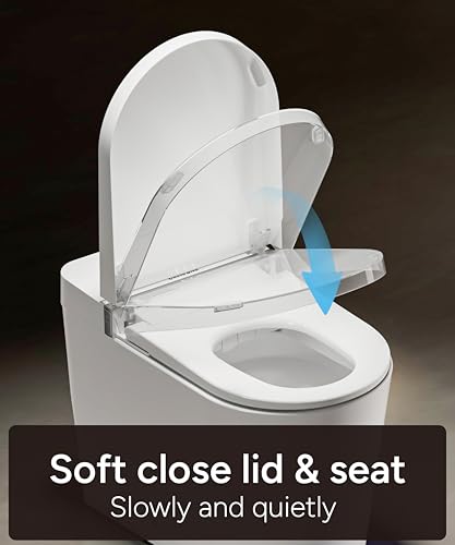 Casta Diva Smart Toilet with Wider Heated Seat, Warm Water Bidet, Foot Sensor Auto Flushing, 1.28GPF Modern White Japanese Toilets for Bathrooms (CD-K020)