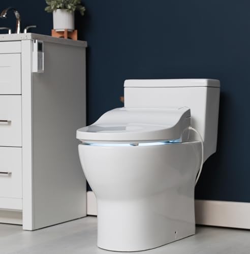 ALPHA BIDET JX2 Elongated Bidet Toilet Seat, White, Endless Warm Water, NEW* Bowl Mist, LED Light, Quiet Operation, Wireless Remote, Stainless Steel Nozzle, Sittable Lid, 3 Year Warranty