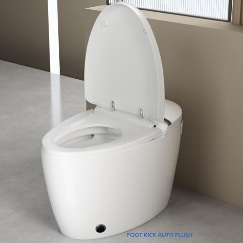 Smart Bidet Toilet with Heated Seat, Modern One Piece Tankless Toilet with Auto Flush, Foot Sensor Flush, Power Outage Flush, IPX4 Waterproof, LED Nightlight, Soft Close.