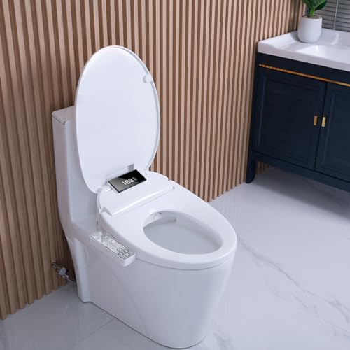 WLJBIDET Bidet Toilet Seat,Electronic Heated Smart Toilet Seat with Unlimited Heated Water,Side Control Panel,and Adjustable Warm Air Dryer,Self-Cleaning Stainless Steel Nozzle,Fits Elongated Toilets