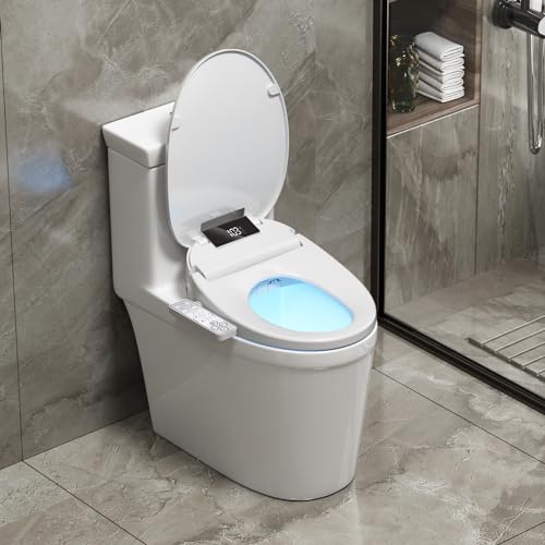 WLJBIDET Round Bidet Toilet Seat,Unlimited Warm Water,Vortex Wash,Electronic Heated,Warm Air Dryer,Bidet Seat,Rear and Front Wash,LED Display,Need Electrical,Bidet Seat Round,Bidet Round Toilet Seat