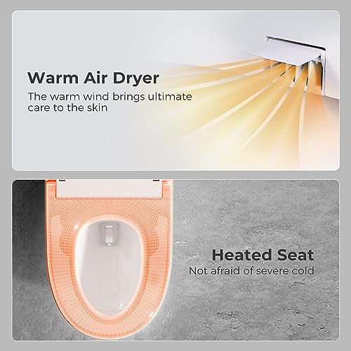 VANCOCO Smart Toilet with Bidet Built In, 1.27 GPF Automatic Flush Bidet Toilet with Auto Open/Close, Elongated Japanese Toilets for Bathroom with Night Light, Warm Water, Heated Seat, Remote Control