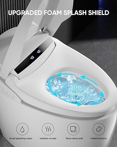Loupusuo Luxury Smart Toilet Auto Open/Close,Blackout can Flush,Heated Seat with Warm Water Sprayer and Dryer, Foot Sensor Operation, Heated Bidet Seat, Raised Tankless Toilet with LED Display