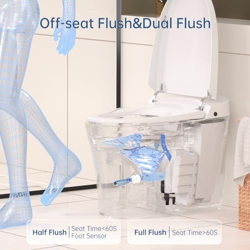 EPLO Smart Toilet Bidet with Tank,Auto Open/Close Lid,Heated seat,Dual Auto Flush, Foot Sensor Operation,LED Display,Modern Elongated One Piece Bidet Toilets for Bathrooms E18PRO
