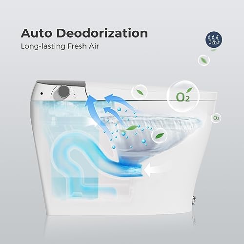 VANCOCO Smart Toilet with Bidet Built In, 1.27 GPF Automatic Flush Bidet Toilet with Auto Open/Close, Elongated Japanese Toilets for Bathroom with Night Light, Warm Water, Heated Seat, Remote Control