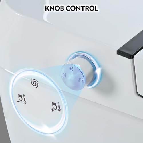 Heated Seat Smart Toilet without Bidet, Upmarket Compact Dual Flush Toilet 1/1.28 GPF, Tank Less Toilet with Adjustable Temp, Foot Sensor Flush, White Night Light, Knob Control, Power Out