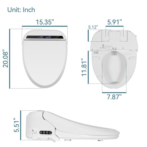 YOURLITE Bidet Toilet Seat, Elongated Toilet Seat Warm Water, Heated Seat Bidet with Remote Control,Self-cleaning Nozzle Temperature Adjustable LED Light, Need Electricity, White
