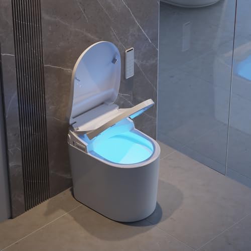 Homary Modern Small Smart Toilet Bidet, Floor Mounted Automatic Toilets for Bathroom, One-Piece Elongated Inteligente Toilet with Auto Flush,Heated Seat, Warm Water, Self Cleaning