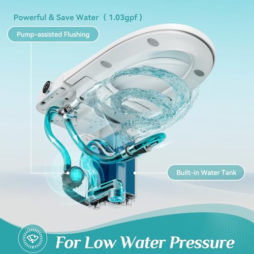HOROW Luxury Smart Toilet, Upgraded and Modern with Bidet Built-in, Tankless Toilet with Automatic Powerful Flush, Auto Open/close Lid, Heated Bidet Seat, Instant Warm Water