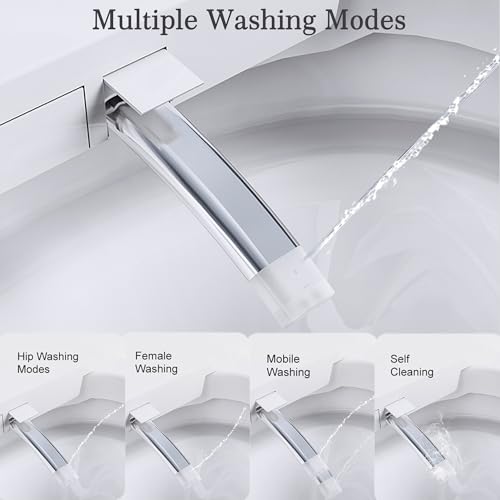 Smart Toilet with Auto Open/Close Lid, Bidet Toilet Pump-assisted, Blackout Flush, Heated Seat, Dual Auto Flush, Warm Water, Foot Sensor Operation, Tankless Elongated Toilets with LED Display